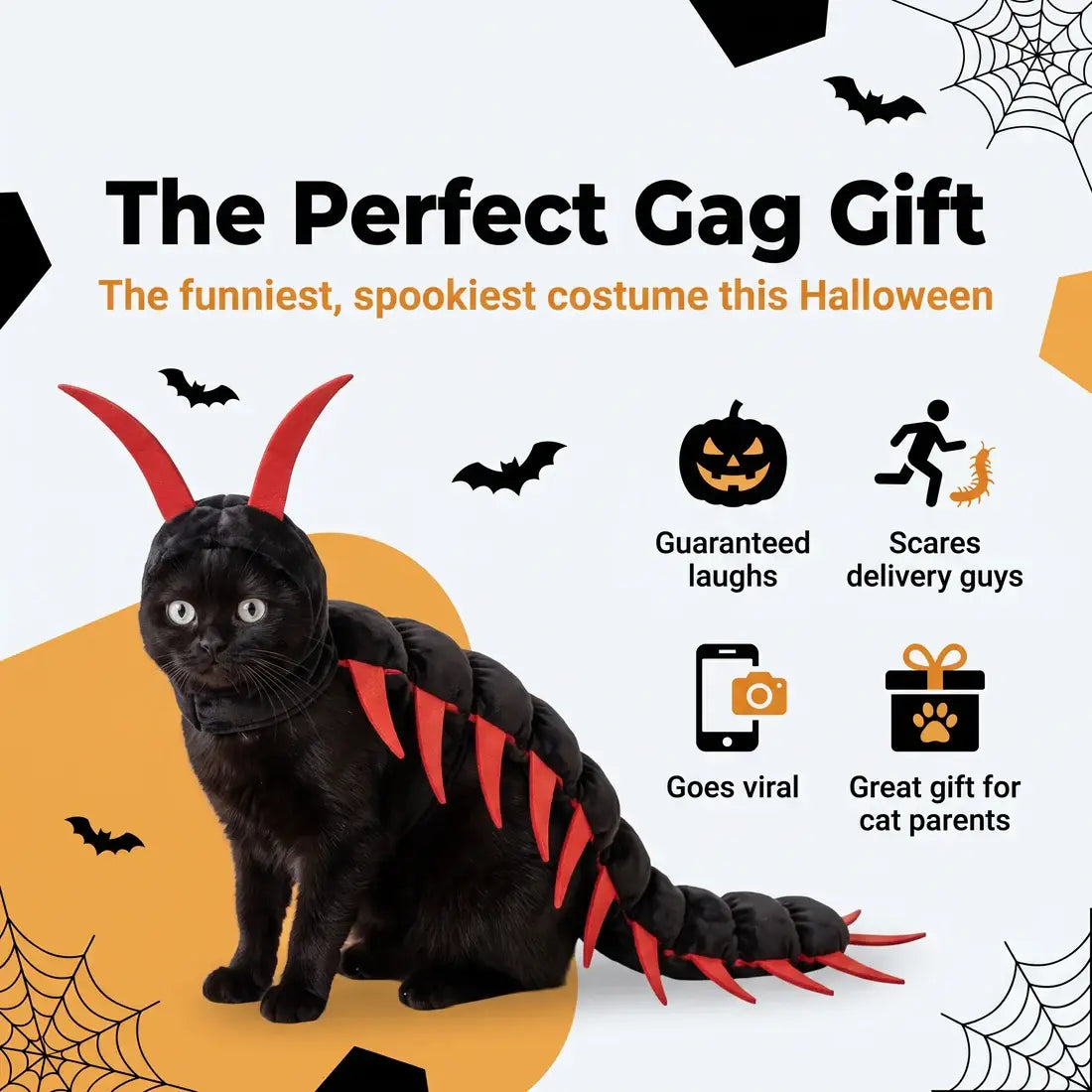PETRIFY™ Cat Centipede Costume | Soft Plush, Adjustable Fit