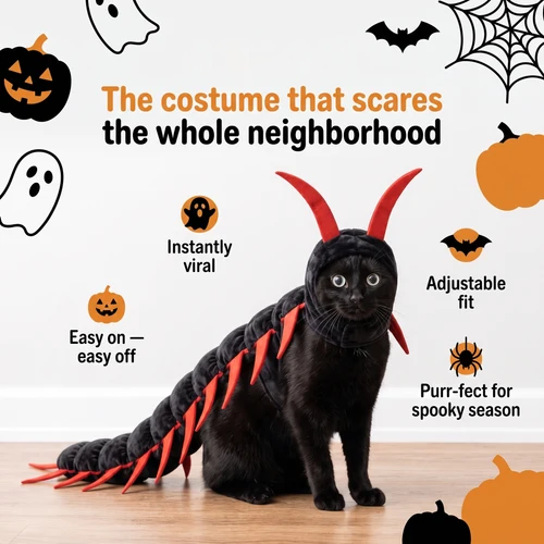 PETFRY™ Cat Centipede Costume | Soft Plush, Adjustable Fit